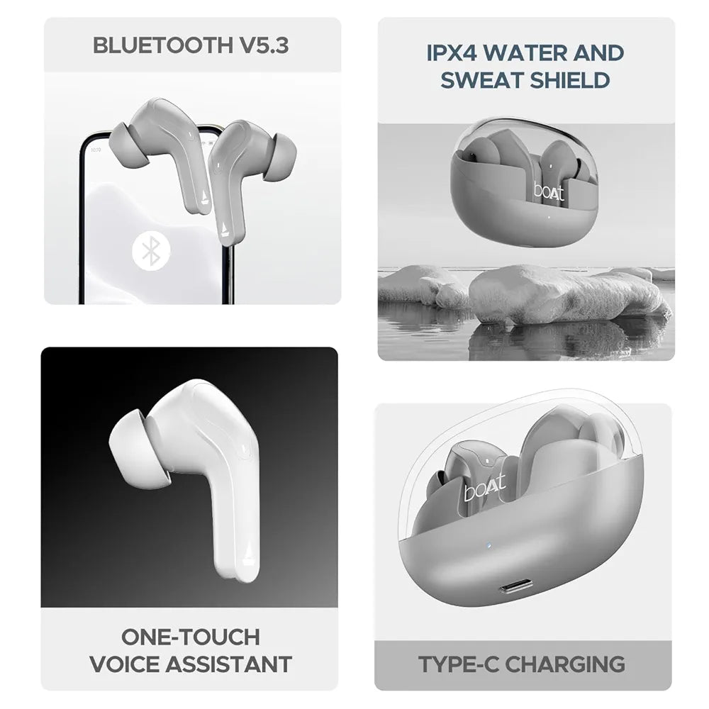 boAt Airdopes 311 Pro Truly Wireless in Ear Earbuds, Up to 50 Hrs Playtime, Dual Mics, Low-Latency Mode, ASAP Charging, IPX4, IWP Tech, BT v5.3 